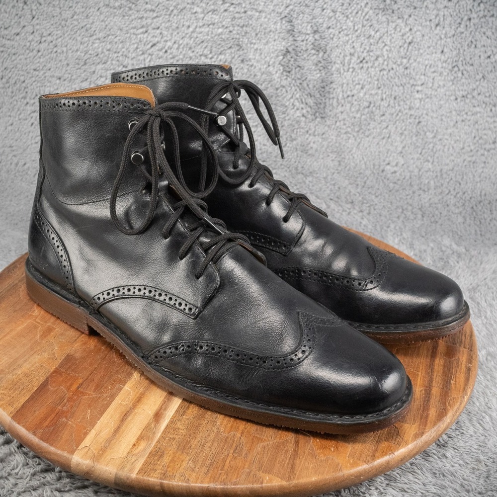 Sebago Hamilton Mens Wingtip Leather Black Boots B132000‎ Size 13 D
